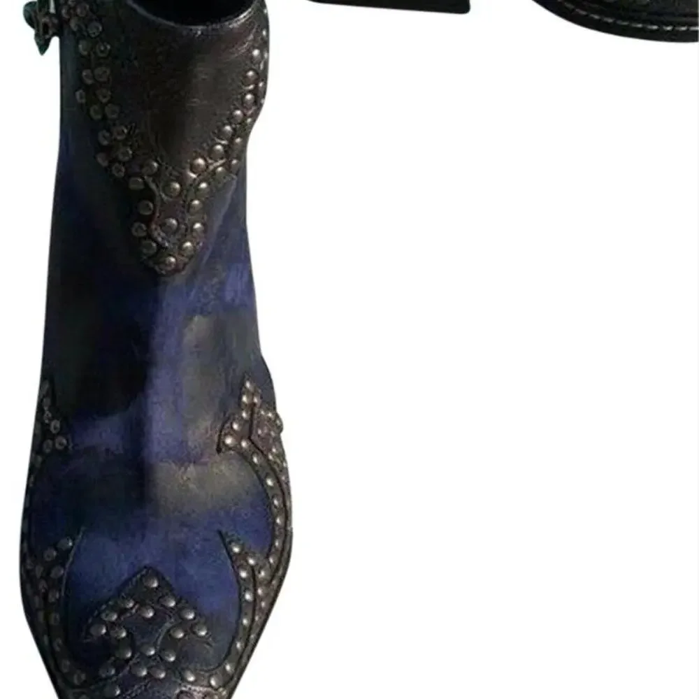 Donald Pliner Western Ocean Suede Crush Metallic Leather Boot Shoe $625 NWT - Picture 6 of 11